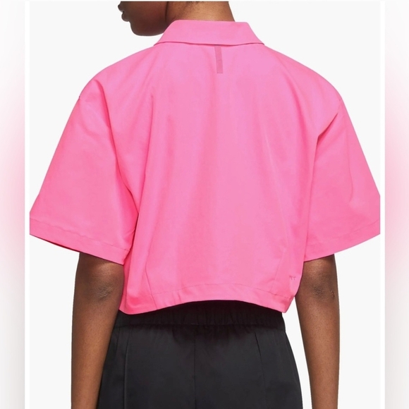 Nike HOT PINK Dri-Fit Teck Pack Cropped Snap Front Athketic Top Size Small - Picture 2 of 14
